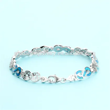 Trendy Bowknot Opal 925 Sterling Silver Bracelet Silver Charm Bracelet