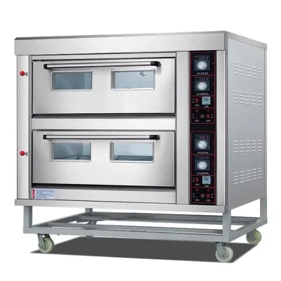 OEM Factory Heavy Duty Easy Moving Commercial Bakery Machine Pizza Bread Baking 2 Deck Gas Oven