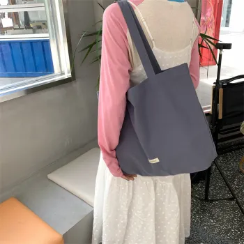 Blank Button Cotton Canvas Custom Tote Shopping Bag