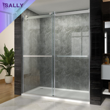 SALLY Brushed-Nickle Double Sliding Bypass 10mm Shower Doors