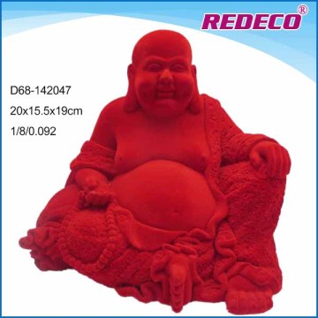 Resin flocking red laughing buddha
