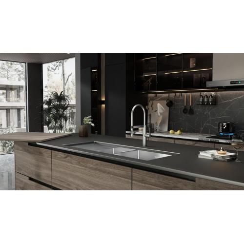 Sink with Left Drainboard Brushed Double Bowl with Drainboard Undermount Kitchen Sink Supplier