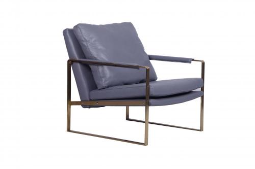 Modern Grey Leather Gold Zara Chair