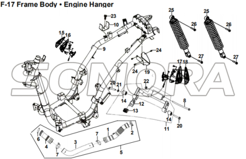 F-17 Frame Body Engine Hanger untuk XS175T SYMPHONY ST 200i Spare Part Kualitas Top