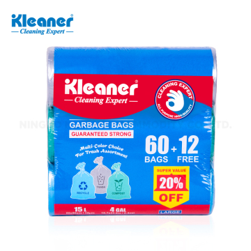 Kleaner Kích thước lớn dễ dàng lấy túi rác - 3 màu, 50x60cm, 72pc (3 cuộn)