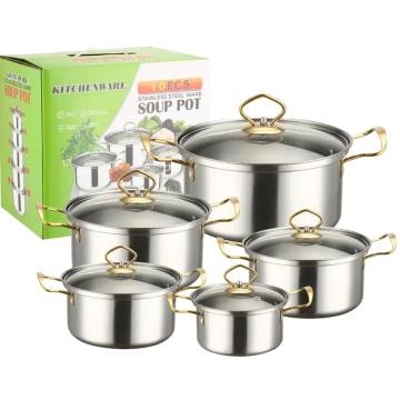 Wholesale Customization Belly Shape Nonstick Pots and Pans Stainless Steel Cookware Sets