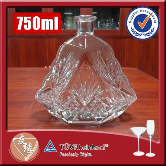 whisky decanter bottlecork top embossed 750ml whisky liquor empty glass bottles