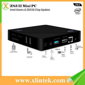 2017 Newest Mini Pc Z83II 2+32GB Intel Atom x5-Z8350 with Dual Brand wifi 2.4G+5.8G Wins 10 Smart Tv Box