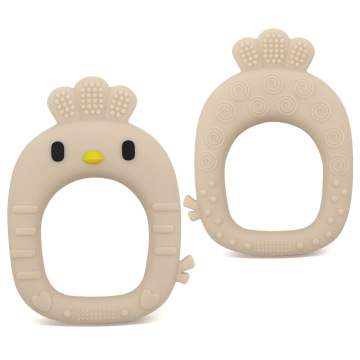 Teether senzorial cu inel din silicon Soft Chick pentru sugari