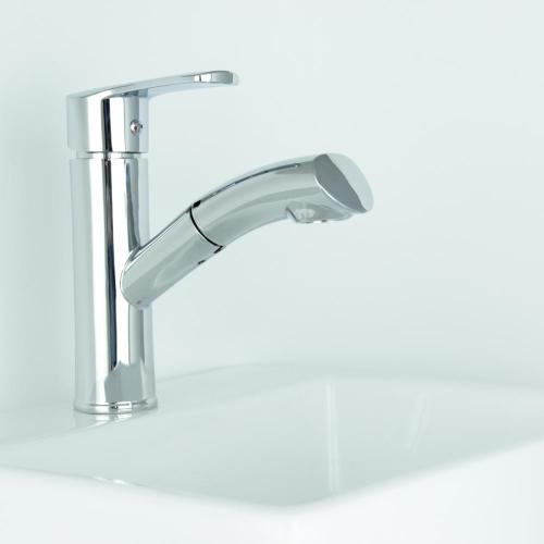 Kitch One Hole Farmhouse Nickel และ Black Multifunctional Pull Down Water Sink Tap Mixer Kitchen Faucet