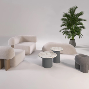 Taburete de escarabajo de tela blanca personalizada con base de acero inoxidable