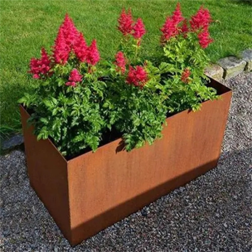 Tall Cube Design Tower Corten Steel Column Planter