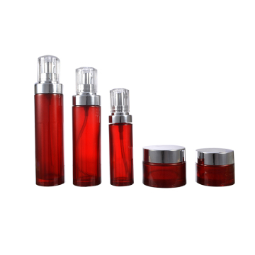 Red Cosmetics Packaging Glass Bottle With Screw Cap