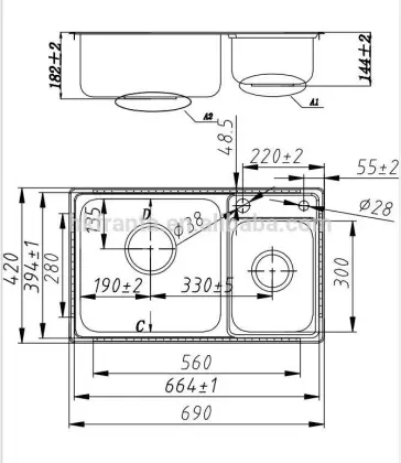 Model 29810 Franta steel vessel kitchen sink