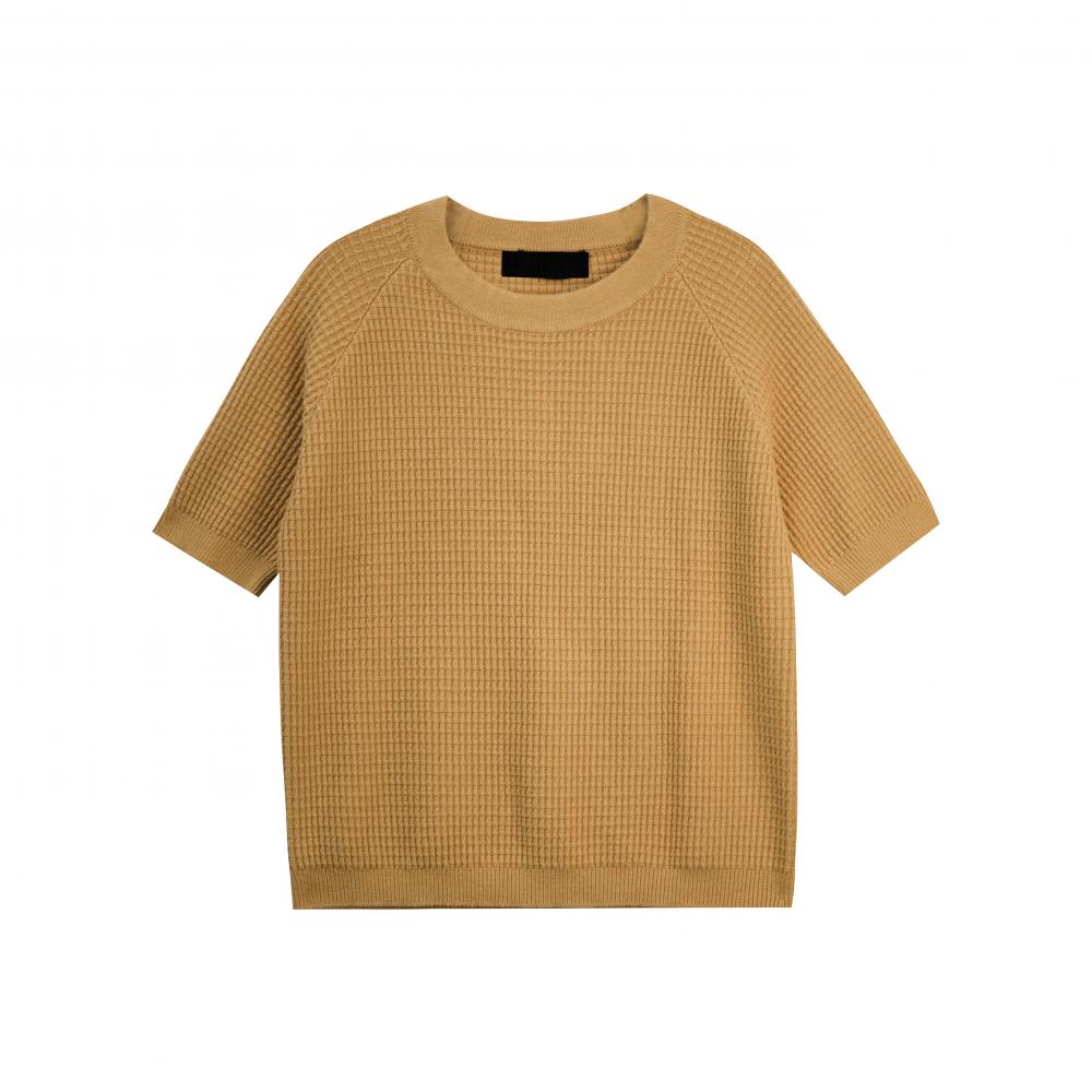 Crew-neck Mid-sleeve Woolen Sweater