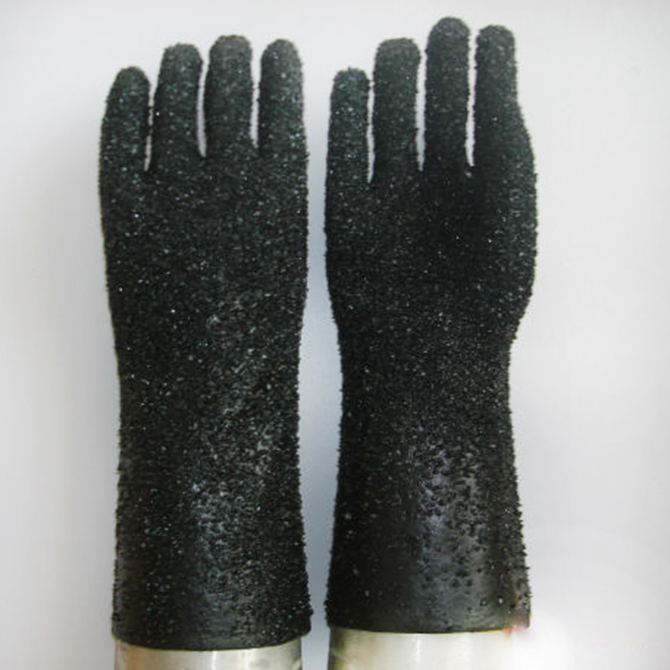 Guantes recubiertos de PVC negro con chips de PVC