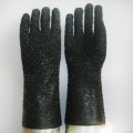 Schwarze PVC-Handschuhe aus körniger Baumwolle