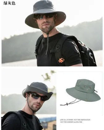 Outdoor men climbing sun hat large brim breathable
