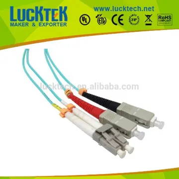 Optical fiber jumper cables, LC to SC Multimode, Duplex, 50/125, 10 Gig OM3