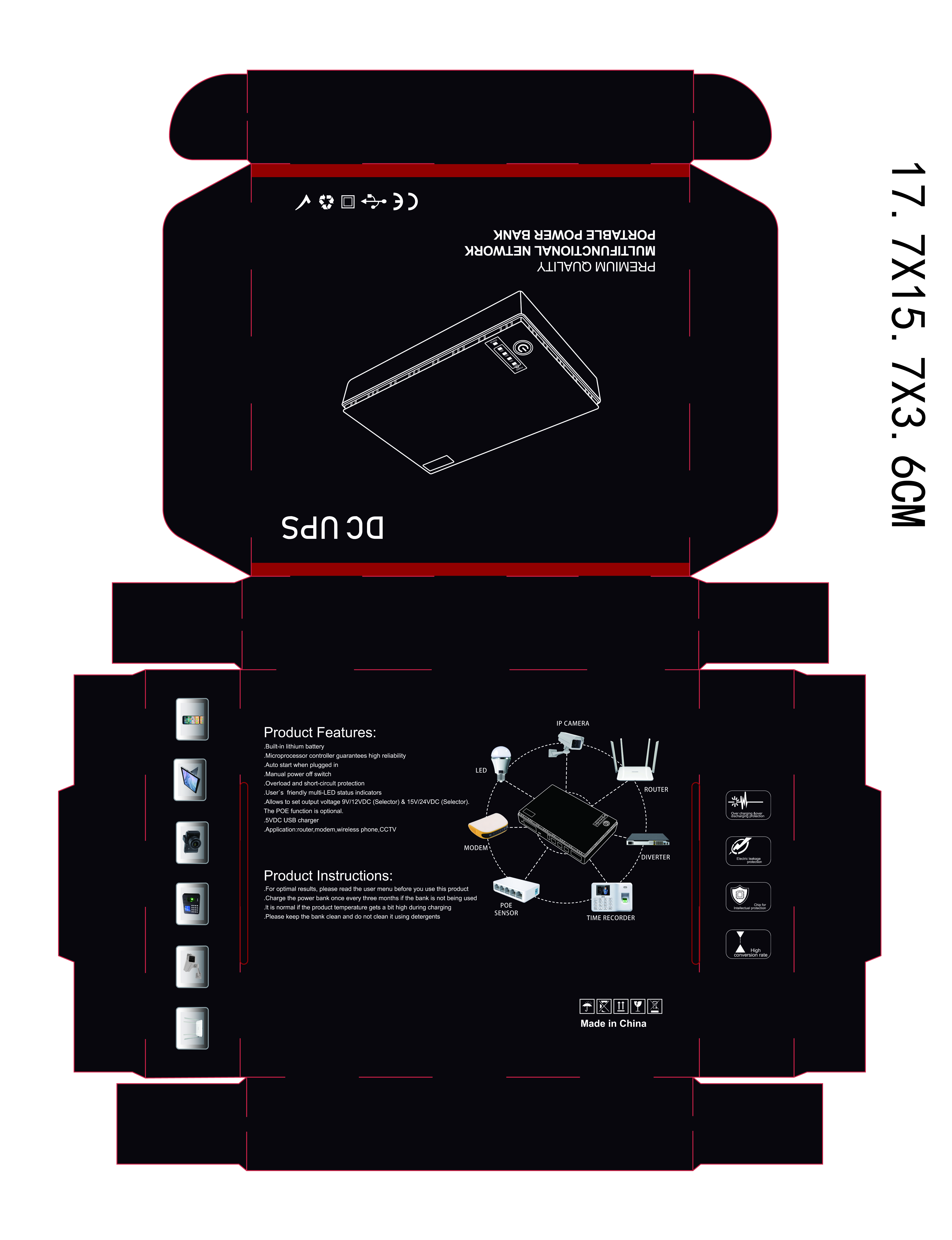 18W for small equipment 12V dc UPS