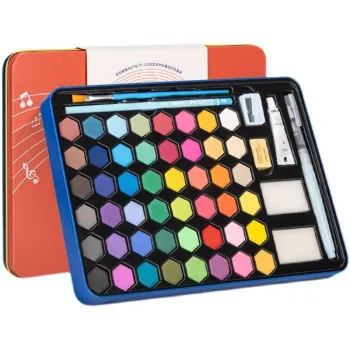 Deli 73936 Solid Watercolor Paint Set - 24 Colors for Art Students with Additional 12 Gouache Colors