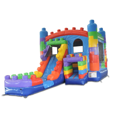 Inflatable Bouncy House Combo: 4-in-1 Blocks Slide for Rental Parties
