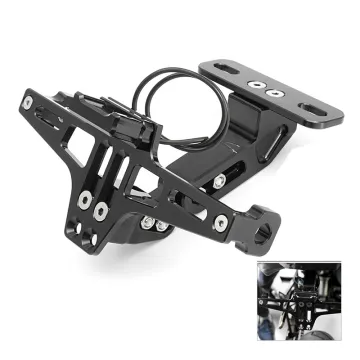 Cnc Frame Motorcycle License Number Plate Holder Bracket With Led Light Adjustable For Yamaha Bws R25 R3 Mt03 Msx