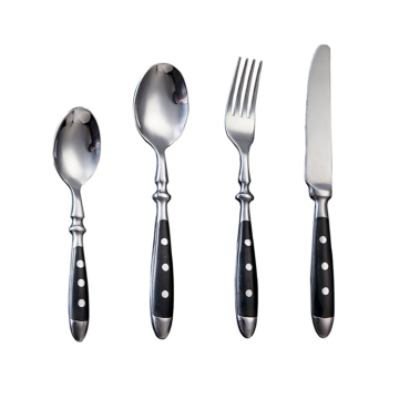 Vintage European Style 430 Stainless Steel Cutlery Tableware Knife Spoon Tea and Coffee Spoon with Rivet Design