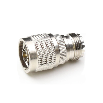 Silver Straight N Male to UHF Female Coaxial Adapter Connector