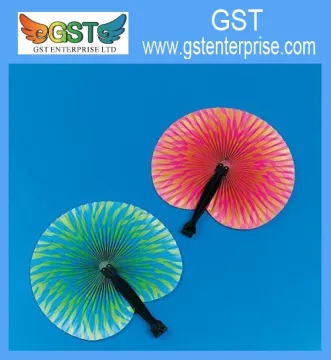 Bright Tropical Paper Folding Fans 10 inches