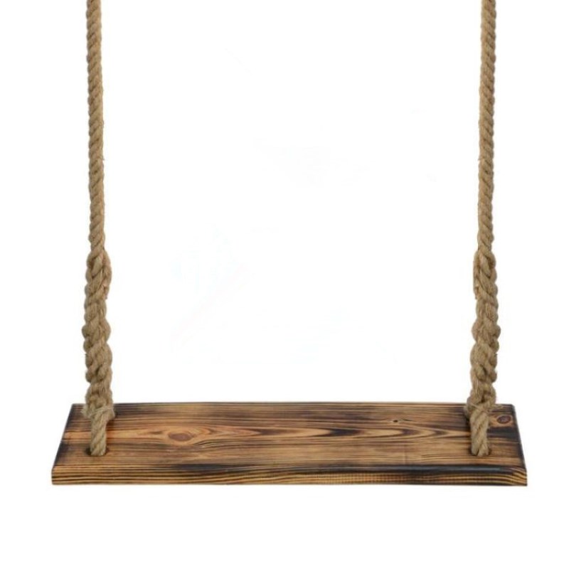 Solid Wood Courtyard Anticorrosive Log Hanging Hemp Rope Swing Board Waterproof And Sunscreen Sturdy Hammock Chair