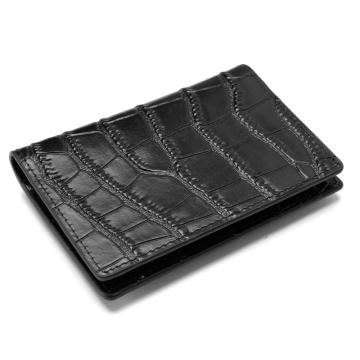 Krokodile strukturierte synthetische Leder -Slim -Kartenhalter Brieftasche