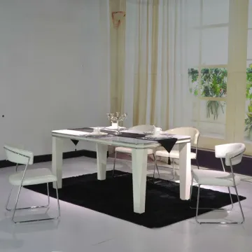 Wooden Dining Table with Glass Top 118
