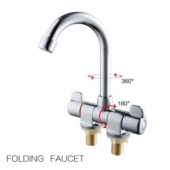 Marine Boat RV Caravan Brass Cold Hot Folding Water Faucet Tap 205*125mm #001