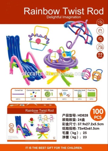 Hot sales High quality Educational DIY Kids raibow twist rods Toys