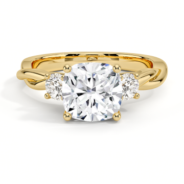 ဇိမ်ခံ 4Ct Cushion သုံးကျောက်ထစ်လက်စွပ်ကိုဖြတ်