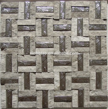 metal mix stone mosaic pattern decorative wall tile