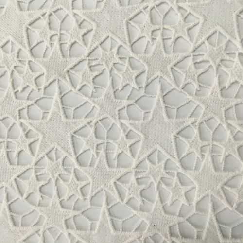 Milky Yarn Star Pattern Chemical Lace Embroidery Fabric