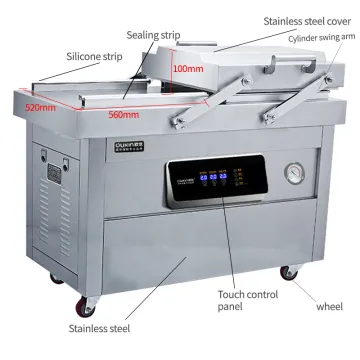 Ox-500 Flexible Panel Double Chamber Vacuum Packing Machines for Salted Fish and Yogurt - 15 Pound Capacity