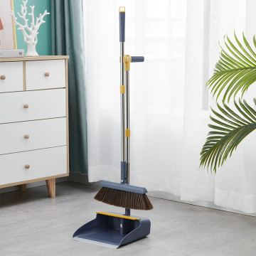 Magnetic Plastic Folding Long Handle Lobby Broom and Dustpan Combo