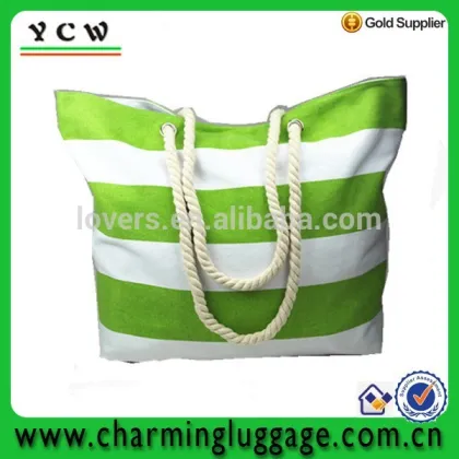 supplier reuseable large strip canvas bag/tote bag canvas/canvas beach bag