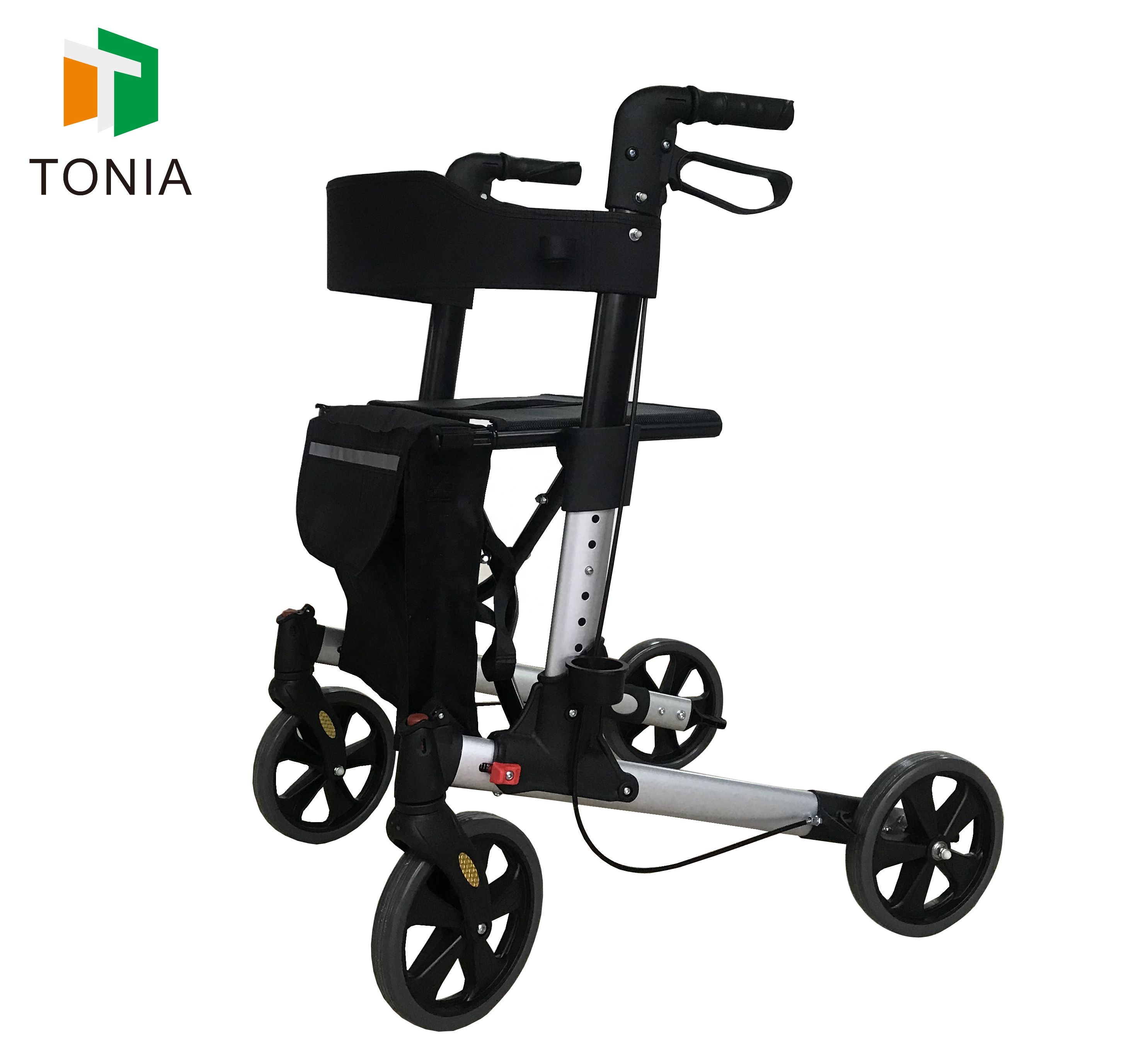 Double Foldable Aluminum Rollator for Easy Storage