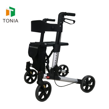 Double Rollator en aluminium pliable pour un stockage facile