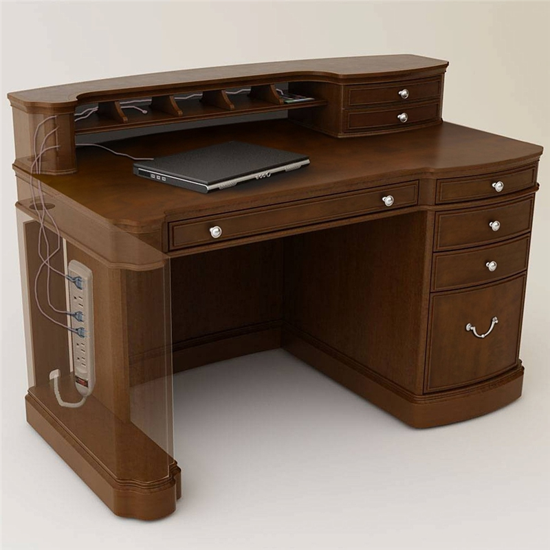 Office Wood Desk With Hutch And File Cabinet