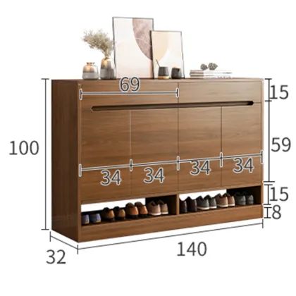 Wood balcony storage cabinet Economical entrance shoe rack