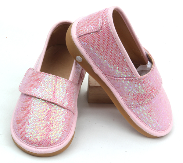 Kids Fancy Pink Colors Toddler Glitter Squeaky Shoes