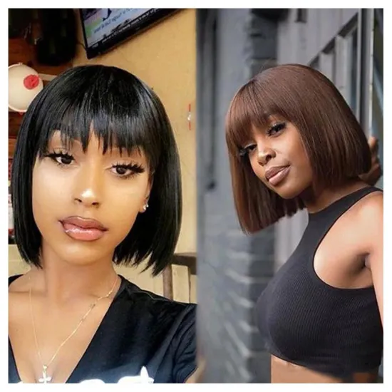GS Natural Straight Short Bob Wigs with Bangs - Brazilian Human Hair Wig Vendors Bulk Virgin Remy Machine-Made Cheap Wigs" 

However, to make it more concise and SEO-friendly, you might consider:

"Brazilian Human Hair Wigs: GS Natural Straight Bob with B
