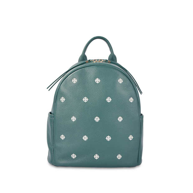 Cute green leather backpack for students