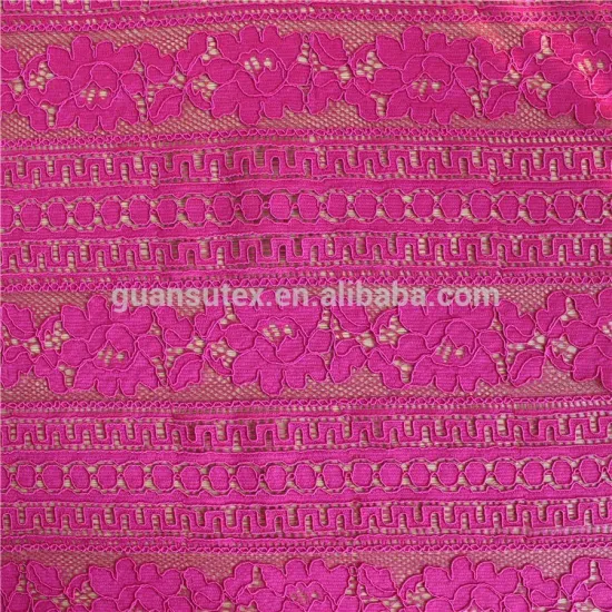 purple color nylon/cotton thread yarn lace fabrics for wedding dress