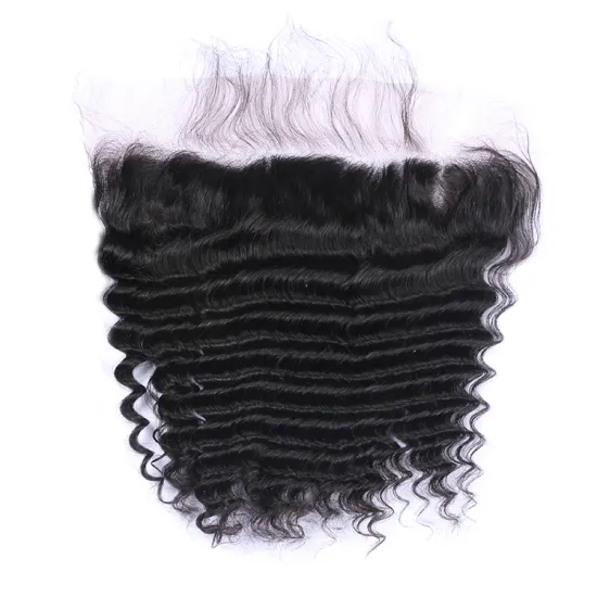 Wholesale Deep Wave Swiss Lace Frontal Closure Human Hair Transparent Lace Frontal 13x4 Brazilian hair